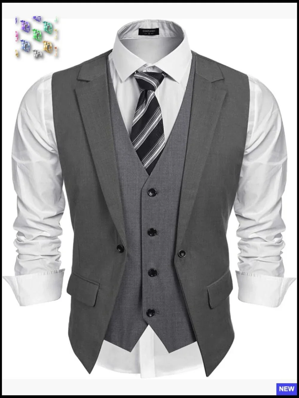 Slim Fit Layered Suit Vest Formal Wedding Waistcoat Business Elegant Classic